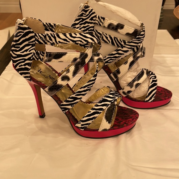 Never worn Wild Rose zebra and snake print with red platform and heels - Picture 2 of 5